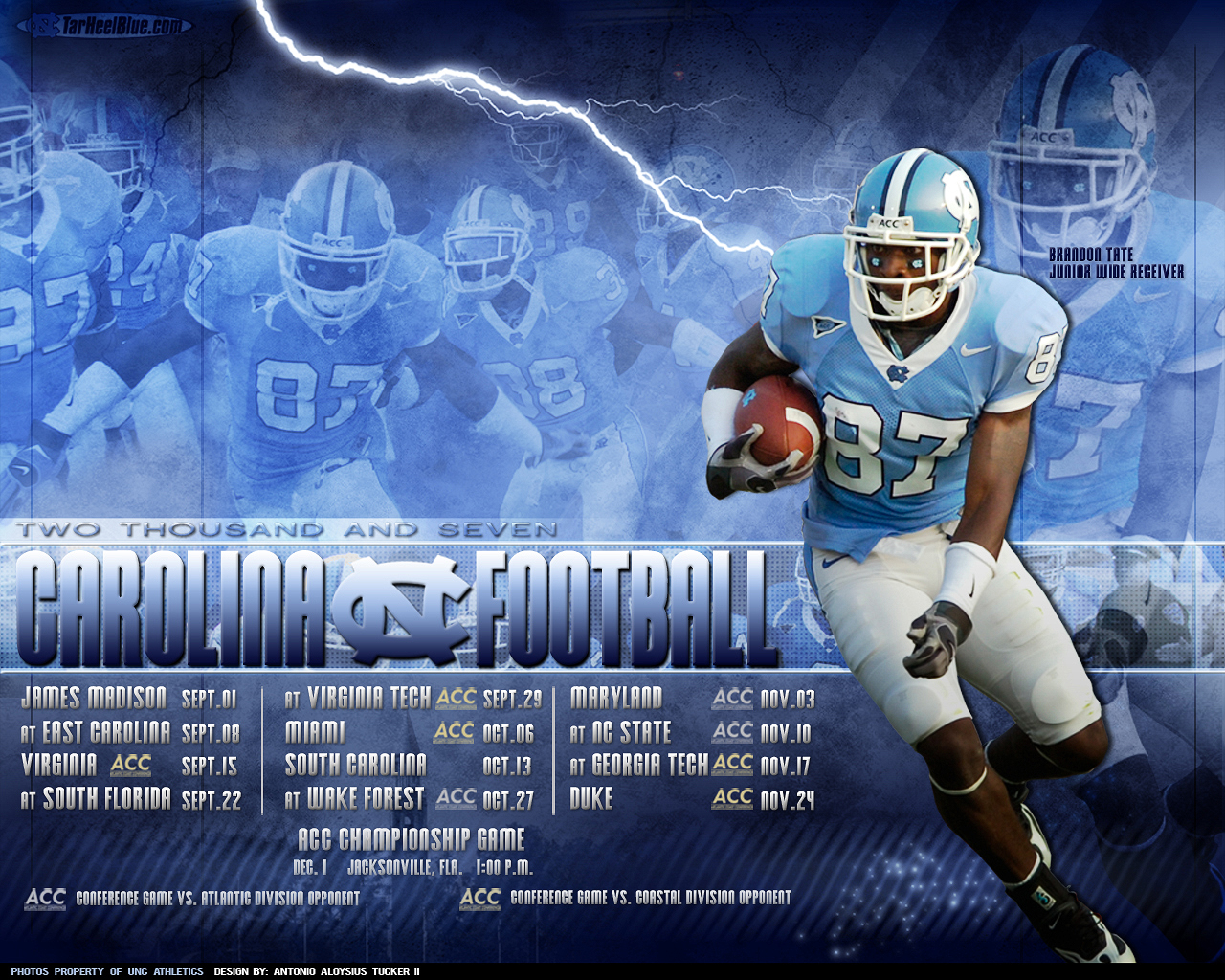 North Carolina TarHeel Football 2008 schedule wallpaper desktop background.